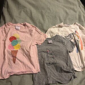 🦄🍦🌸 Lot of 3 Hanna Andersson Graphic T-Shirts – Girls Size 4T 🌸🍦🦄